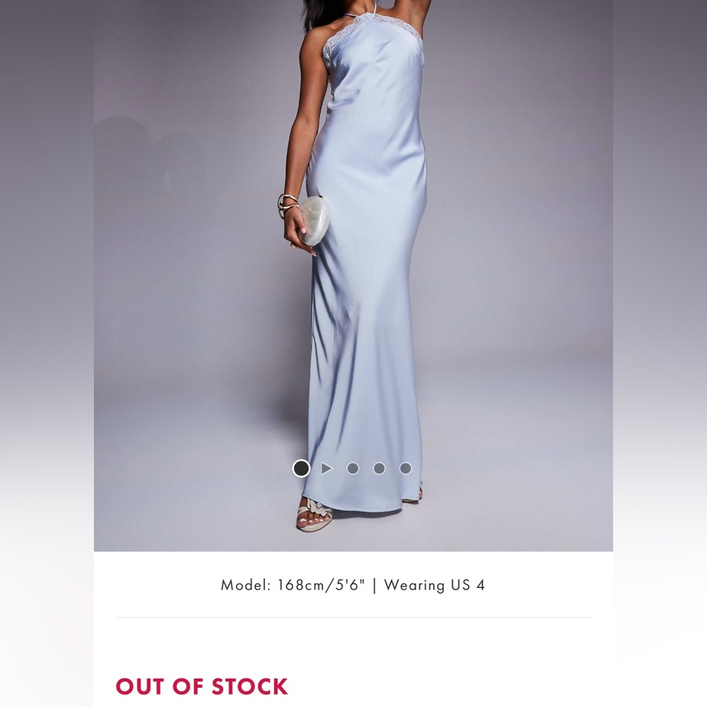 Aria Cove Satin Halterneck in Light Blue